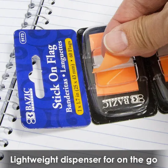 Assorted Neon Color Standard Flags with Dispenser, 60 Per Pack, 12 Packs {4}