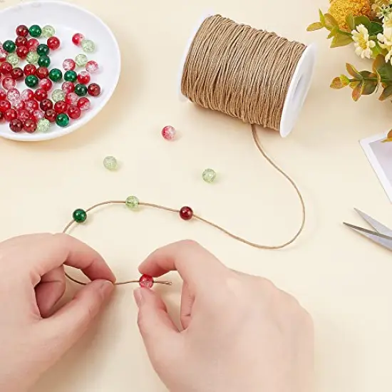 100 Yards 1mm Waxed Cotton Cord Thread Beading String for Bracelet Necklace Making Crafting Beading Macrame Vase Decor, Burlywood {4}