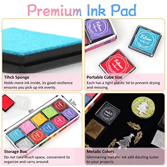 20 Colors Washable Ink Pads for Kids Rubber Stamps, Finger Print Crafts Stamp Pad for Kids, Paper, Scrapbooking, Fabric,Wood (Pack of 20) {6}