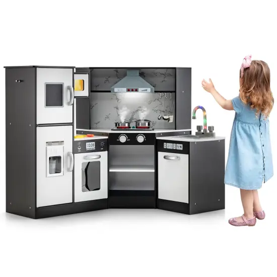 Kids Corner Pretend Kitchen Playset With Separated Washing Basin Coffee {3}