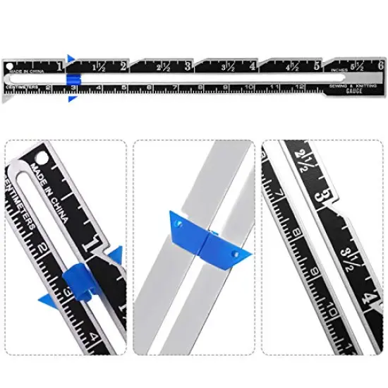 2 Pieces Sewing Gauge Sewing Measuring Tool, 5-in-1 Sliding Gauge Measuring Sewing Ruler Tool Fabric Quilting Ruler for Knitting Crafting Sewing Beginner Supplies {6}