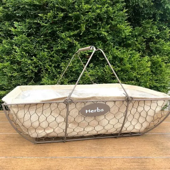 Herb Wire & Burlap Basket Planter {6}