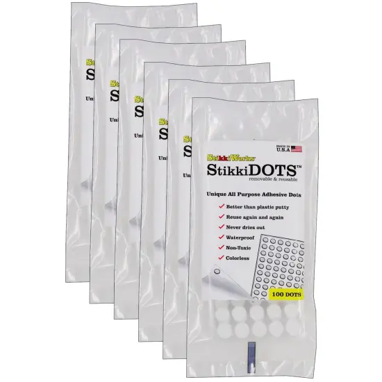 StikkiDOTS&trade;, Adhesive Dots, 100 Per Pack, 6 Packs {1}