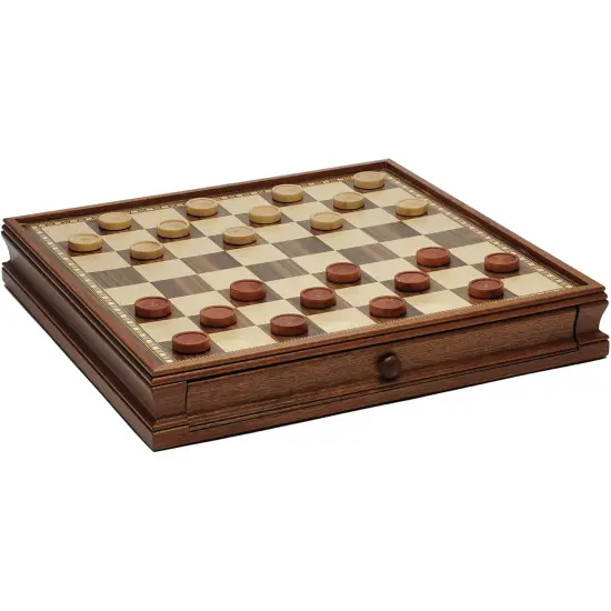 WE Games French Staunton Wood Chess & Checkers Set, 15 inch Board with Storage {4}