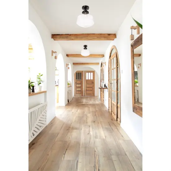 Lyle 1 light Black and Clear seeded glass Flush mount {2}