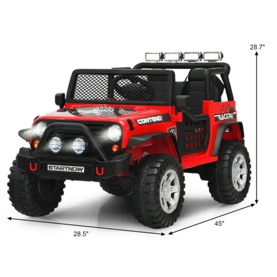 12V Kids Remote Control Electric Ride On Truck Car with Lights and Music Red {2}