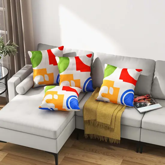 Costway 4 PCS Square Throw Pillows Removable & Washable Velvet Pillow 18''x18'' Red {2}