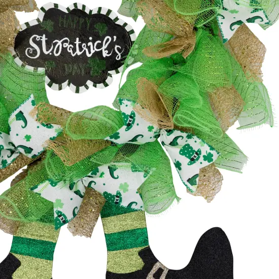 Northlight Happy St. Patrick's Day Ribbon Wreath with Leprechaun Hat - 24" Green {6}