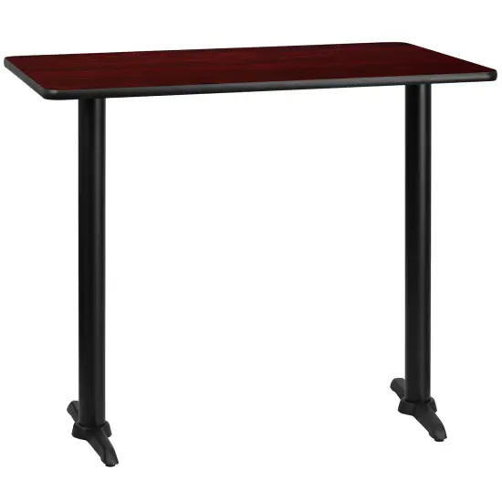 Emma and Oliver 30"x48" Rectangular Laminate Bar Table with 5"x22" Bases Black {4}