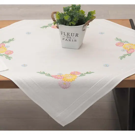 Nob HillKind Flowers Table Topper Stamped Embroidery Kit Multi {1}