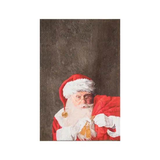 27" x 18" Printed Santa Claus & Toys Christmas Holiday Machine Washable Cotton Kitchen Dish Towel Decor Decoration {1}