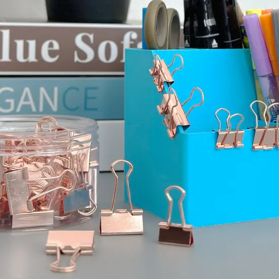 Wrapables Rose Gold Binder Clips for Office, Paper Clamps, Paper Clips Small {12}