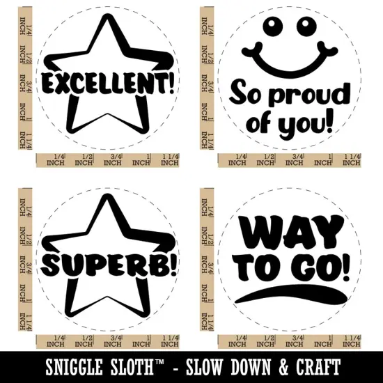 Teacher Inspirational Motivation Star Excellent Superb Rubber Stamp Set for Stamping Crafting Planners {1}