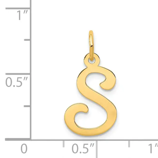 14K Gold Polished Fancy Initial Letter S Charm Pendant Jewerly 20mm x 11mm {4}