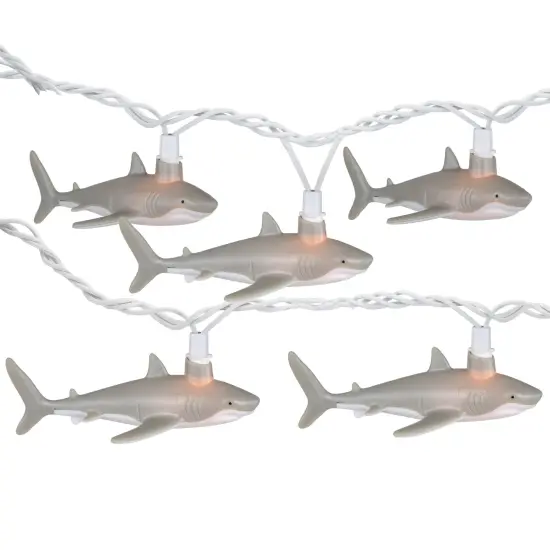 Northlight Shark Indoor Outdoor Patio Light Set - 6'- White Wire - 10ct Gray {3}
