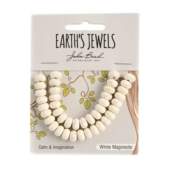 Earth&rsquo;s Jewels Semi-Precious Rondelle White Magnesite Reconstructed Turquoise {1}