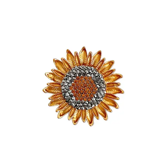 Wrapables Crystal Rhinestone Sunflower Brooch Pin {1}