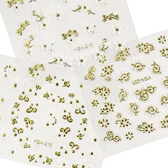 Wrapables 24 Sheets Gold & White Henna Nail Stickers Mandala Nail Stickers Vines Nail Art {3}