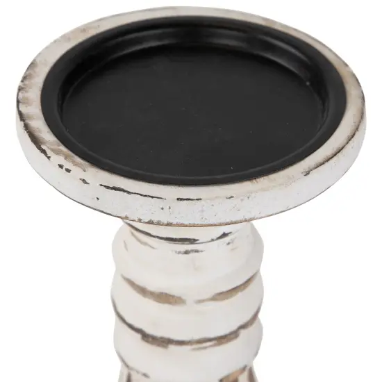 Northlight Set of 2 Antique White Pillar Candle Holders 12" {6}