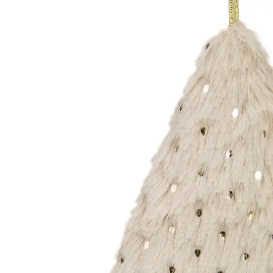 Northlight Sequin Faux Fur Star and Christmas Tree Ornaments - 4.25" - Beige - Set of 2 {5}