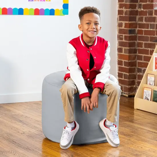 Mallo Modular Pouf Classroom Bean Bag Seat, Premium Vinyl - Submarine Grey Black {2}