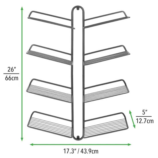 mDesign Modern Metal Shoe Display & Storage Rack, 4 Tier, Wall Mount {3}