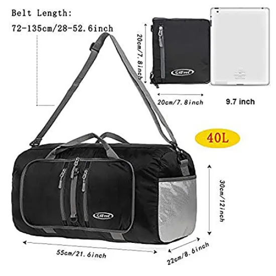 G4Free 40L 65L Foldable Duffel Bag Water Resistant Carry On Tote Bag Lightweight Packable Duffel Bag for Travel Overnight Weekender Bag for Men Women {6}