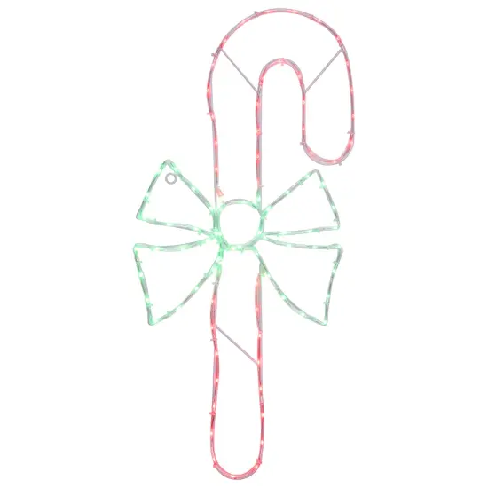 Northlight 28" Green and White LED Lighted Candy Cane with Bow Christmas Window Silhouette Red {3}