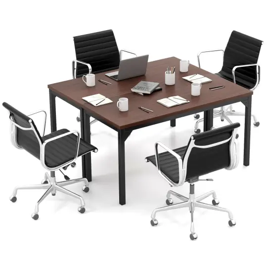 Costway Set of 2 55" Conference Table Office Computer Study Desk Metal Base Meeting Room {1}