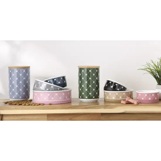 DII Gray Trellis Paw Ceramic Treat Canister {5}