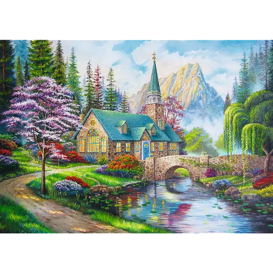 500 Piece Jigsaw Puzzles, Woodland Seclusion, Idyllic Landscape, Mountains and River, Cottage Puzzle, Adult Puzzles, Trefl 37327 {2}