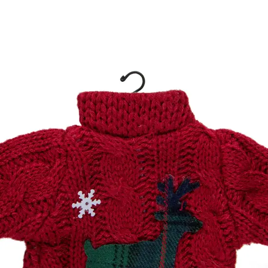Northlight Ugly Sweater with Plaid Reindeer Christmas Ornament - 8" - Red {6}