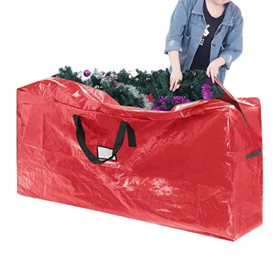 Christmas Tree Storage Bag, Fits up to 9 Foot Artificial Tree, Protects Holiday Decorations from Moisture & Damage by Elf Stor (Red) {4}