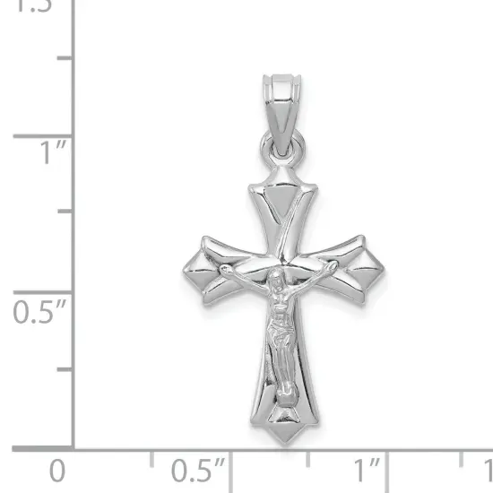 14K White Gold Crucifix Pendant Charm Religious Jewelry 30 X 16mm {2}