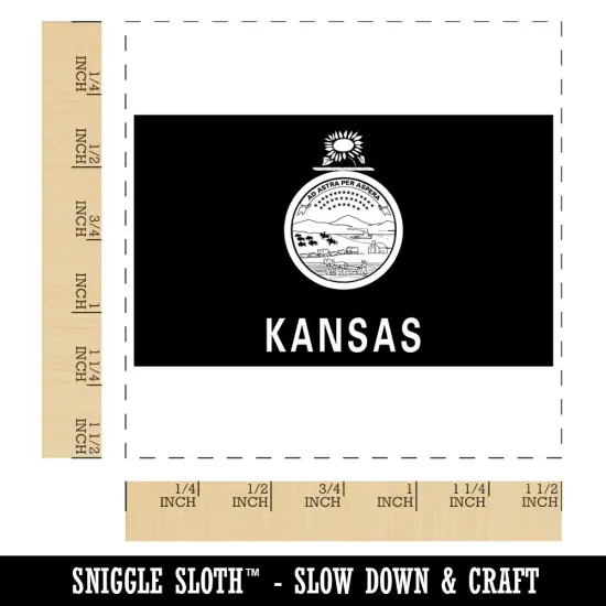 Kansas State Flag Self-Inking Rubber Stamp Ink Stamper Red {1}