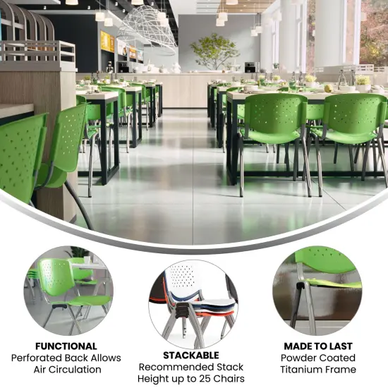 Emma and Oliver Home and Office Plastic Stack Chair with Perforated Back - Guest Chair Green {2}