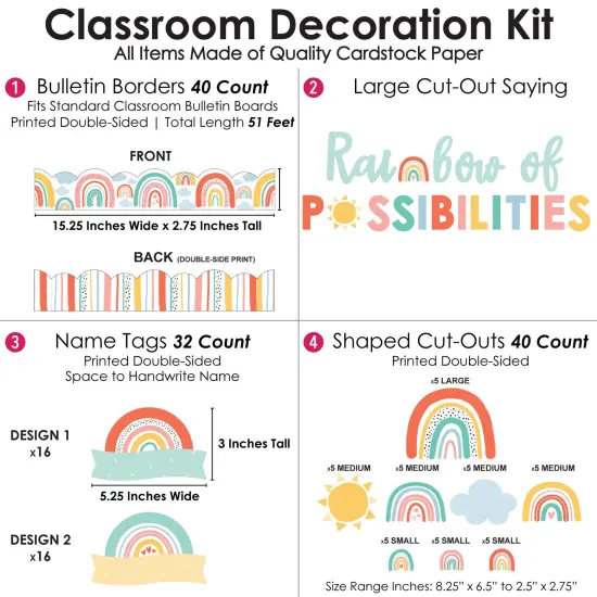 Big Dot of Happiness Retro Pastel School Bulletin Board Set Classroom Decoration Kit {4}