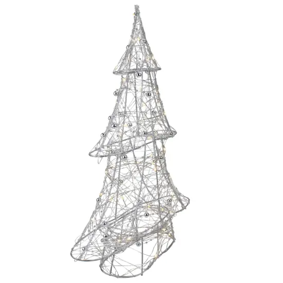 Northlight LED Lighted Wire and Bead Christmas Tree - 15.25" - Silver - Warm White Lights {4}