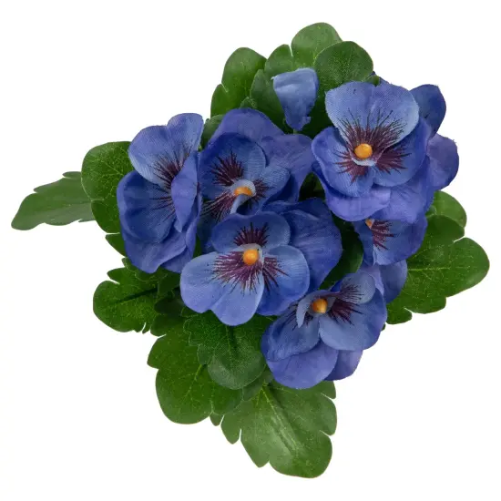Allstate Pansy Artificial Floral Pick Spray - 8" - Blue and Green {4}