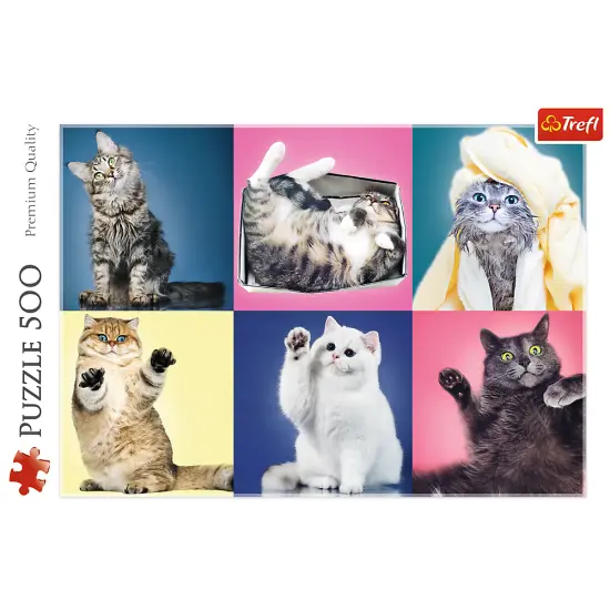 500 Piece Jigsaw Puzzle, Kittens, Silly Pets, Cat Collage, Adult Puzzles, Trefl 37377 {3}
