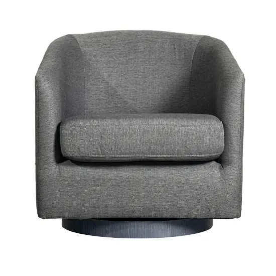 Merrick Lane Caro Upholstered Club Style Barrel Chair with Sloped Armrests and 360 Degree Swivel Base in a Vinyl Wrap Dark Gray {3}
