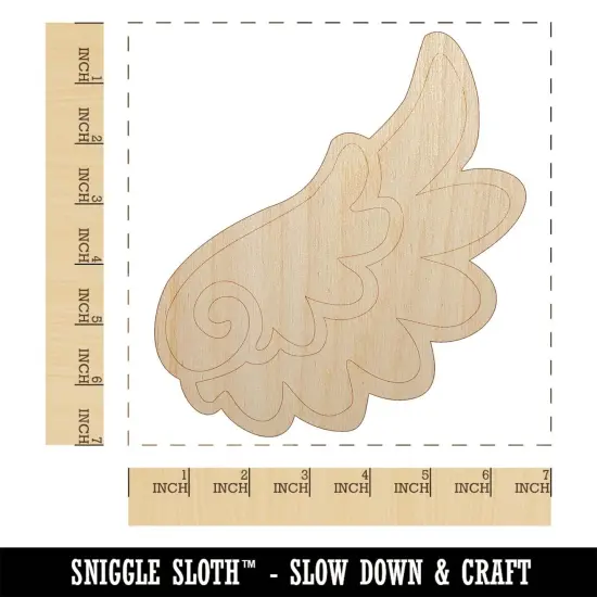 Adorable Angelic Feathered Right Wing Unfinished Wood Shape Piece Cutout for DIY Craft Projects {1}