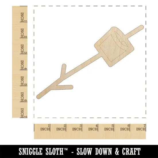 Marshmallow on a Stick S'mores Camping Doodle Unfinished Wood Shape Piece Cutout for DIY Craft Projects {1}