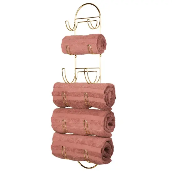 mDesign Steel Wall Mount Towel Rack with 6 Compartments {1}