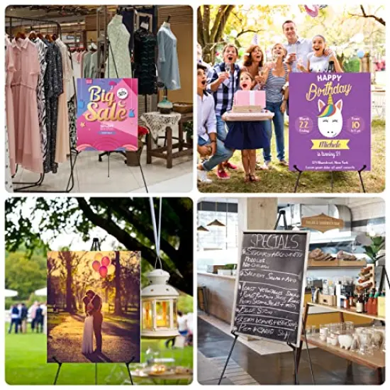 Easel Stand for Display, 63'' Instant Easel, Foldable Portable Ground Easel for Wedding Banner and Poster Display Stand, Tabletop Easel Display Metal Tripod with Portable {3}