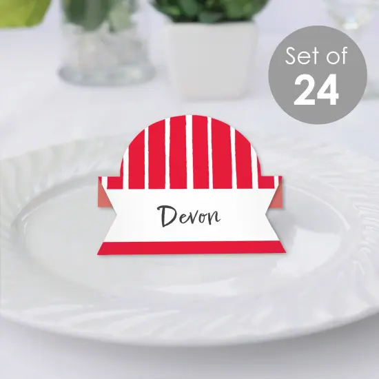 Big Dot of Happiness Red Stripes - Simple Party Decorations Tent Buffet Card - Table Setting Name Place Cards - Set of 24 {3}