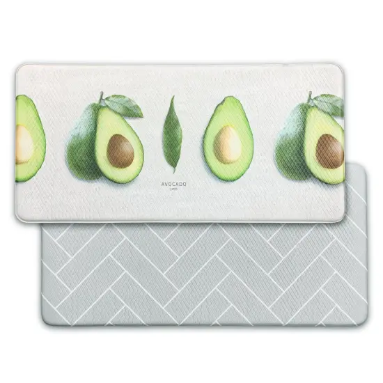 Double-Sided Two Designs Herringbone and Avocado Kitchen Anti-Fatigue Waterproof Kitchen Mat, Small {1}
