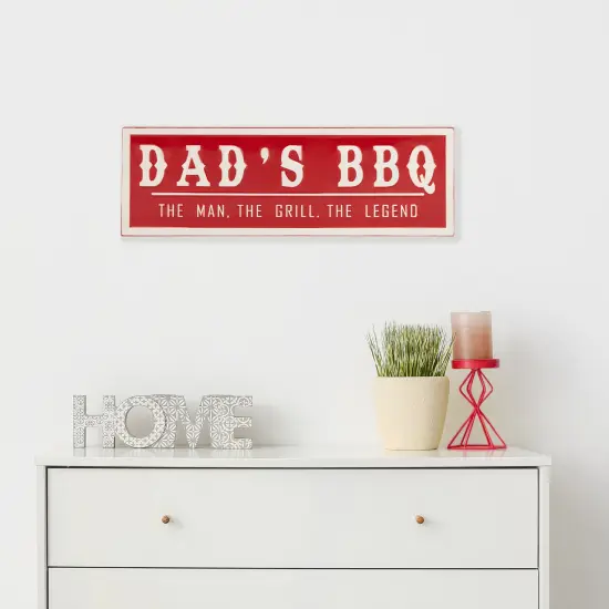 Northlight Dad's BBQ Metal Wall Sign - 23" - Red {3}