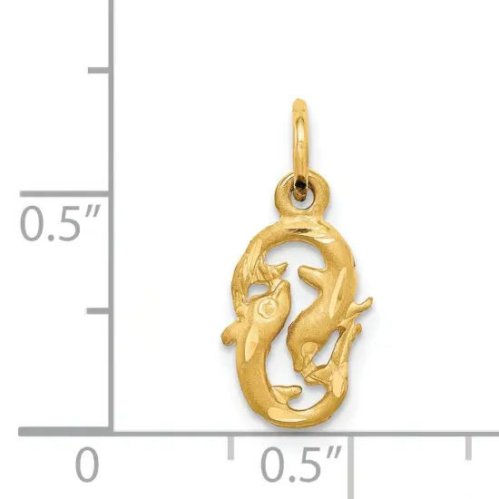 14K Gold Pisces Zodiac Charm Jewelry FindingKing 20mm x 8mm {4}
