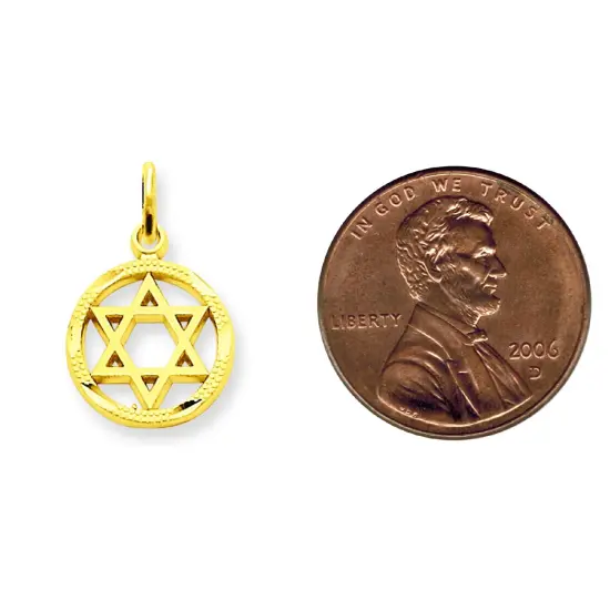 14K Yellow Gold Star of David Charm FindingKing Jewerly 19mm x 12mm {2}